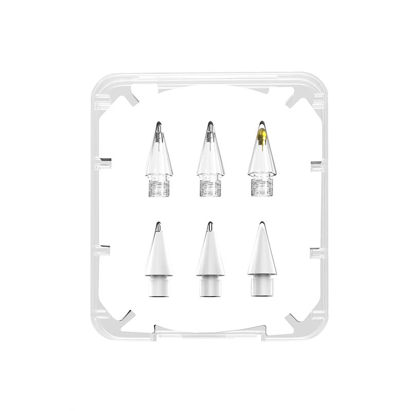 Smorss Compatible Apple IPad Stylus Pencil Tip for First And Second Generation Pro, Metal Pen Tip Replacement, Damping Anti-Slip Transparent, 6 Pieces