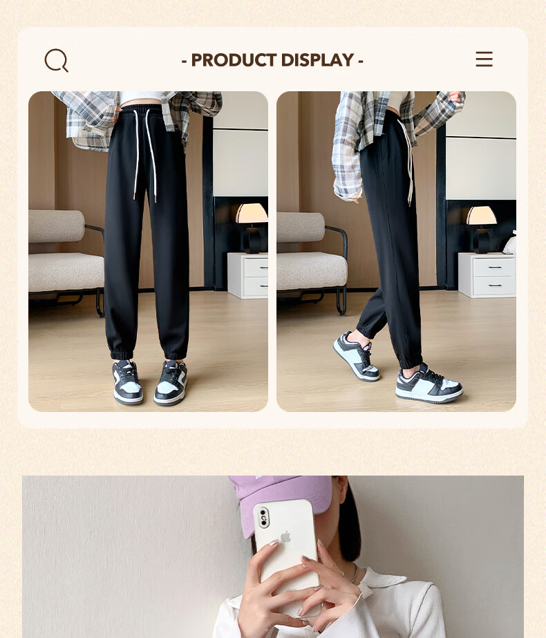 Huili Women's Sweatpants, 2026 New Spring And Autumn Style, Loose Straight-Leg Pants for Petite Figures, Elastic Ankle Joggers, Preppy-Style Athletic Casual Pants 20