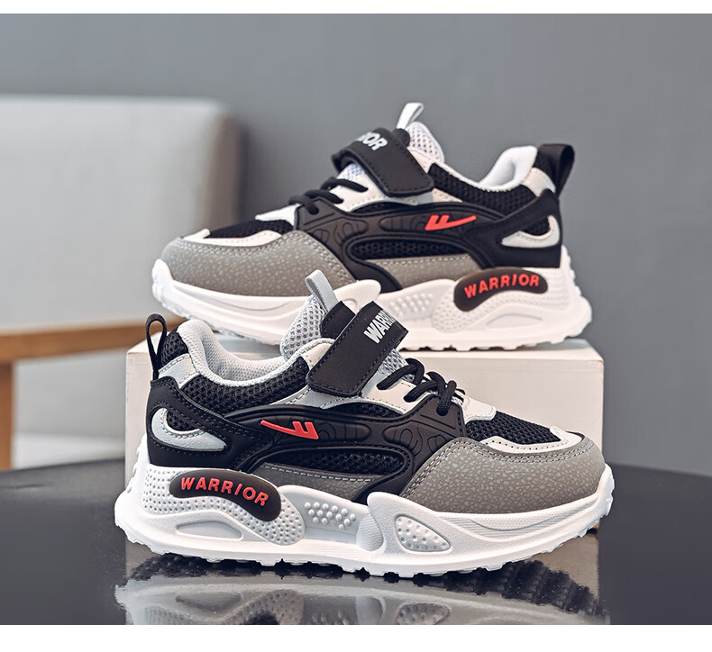 Warrior Children's Shoes Spring And Autumn Girls' Sneakers Breathable Mesh Running Shoes for Kids WZ(CL)-0676 Gray/Purple 30 7