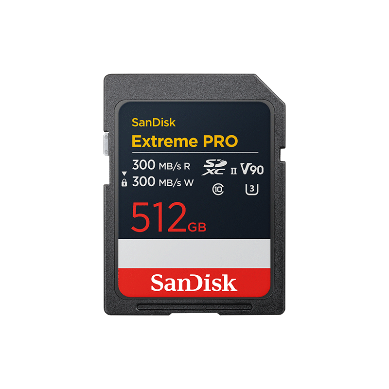 Sandisk 512GB SD Memory Card, V90 8K U3 C10 High-Speed Camera Storage Card, Read And Write Speed 300MB/s, IP68, 6-Meter Drop-Resistant, Cinema-Grade HD Shooting