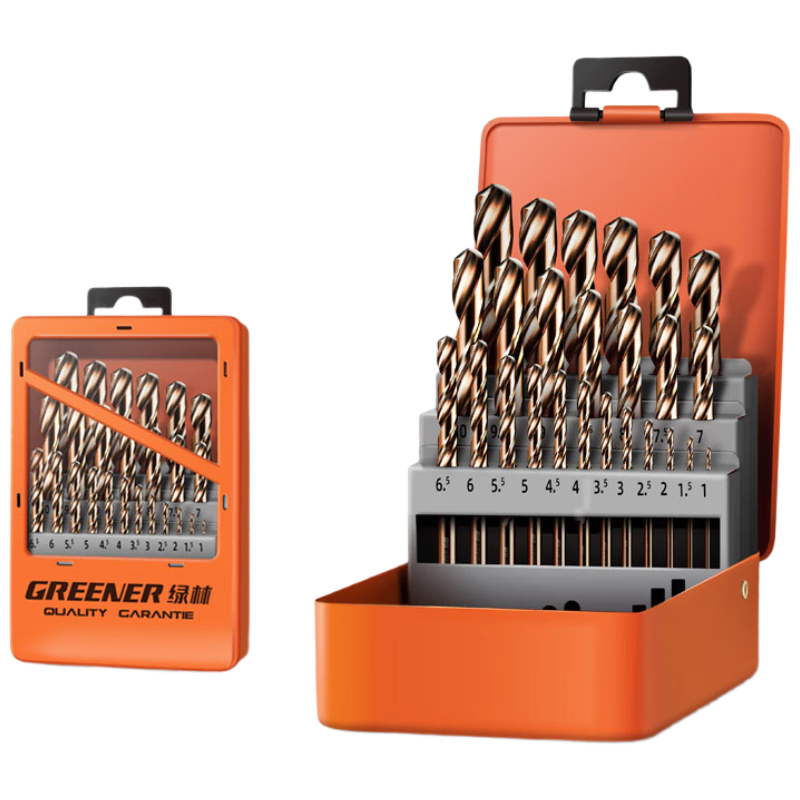 GREENER Twist Drill Bit Set for Stainless Steel, Hole Drilling Hand Drill, Quick Hole Making with Cobalt, High-Speed Steel, 25+15 Pieces