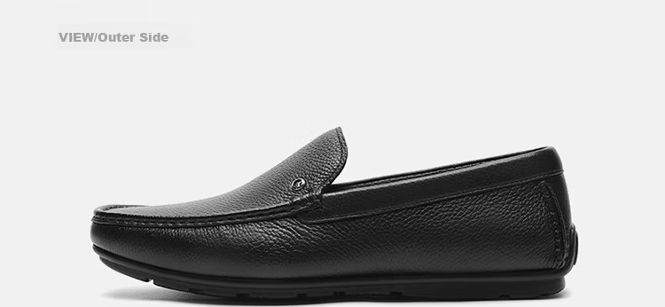 Goldlion Men's Shoes, Business Casual Deer Leather Shoes, Lightweight Slip-On Loafers, G567410232AAB, Black, Size 42 19