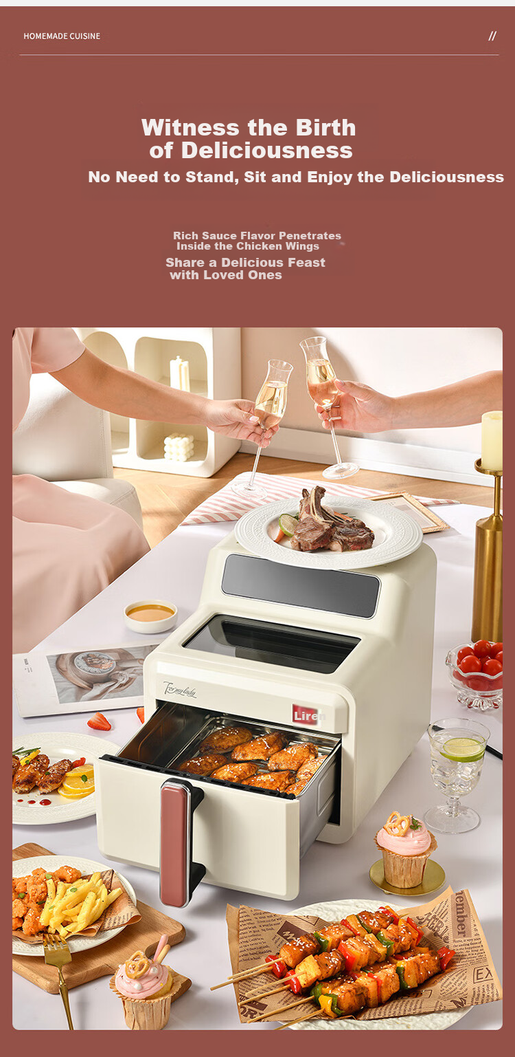 Liven Air Fryer, Non-Coated 304 Stainless Steel Frying Basket, 7L Smart Visible Large Capacity Can Roast Whole Chicken, No Flipping Required Metal Interior KZ-D7170 15
