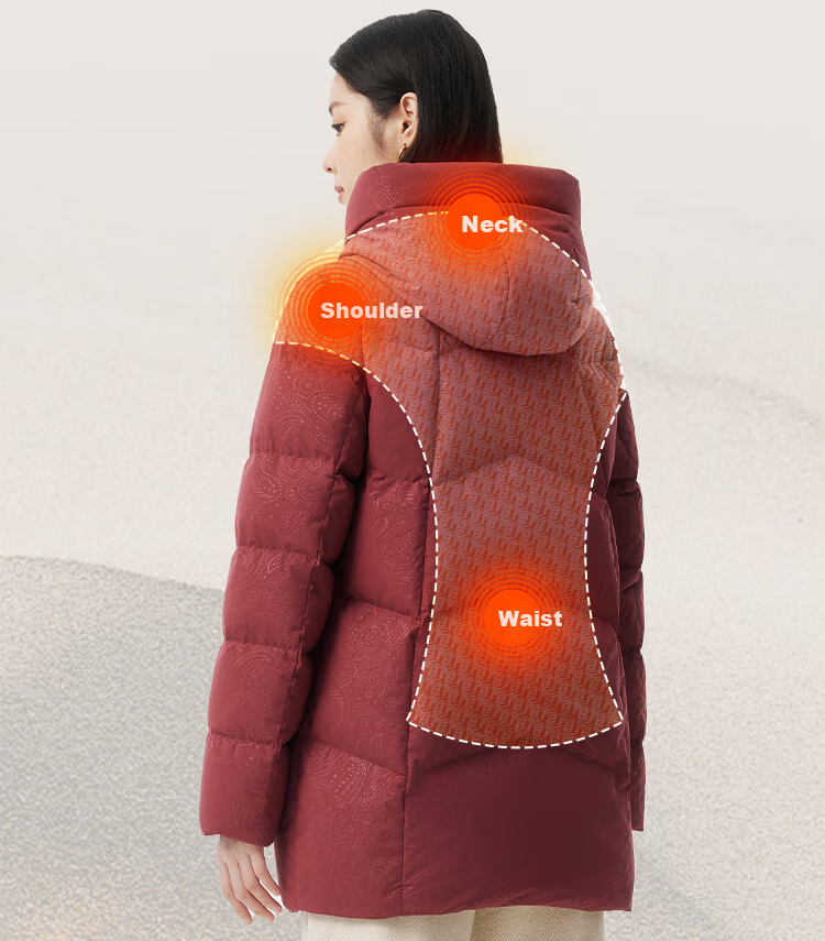 Tanboer Mid-Length Comfortable Thickened Warm Down Jacket for Middle-Aged and Elderly Women 510506Z Jinluo Red Size 170 8