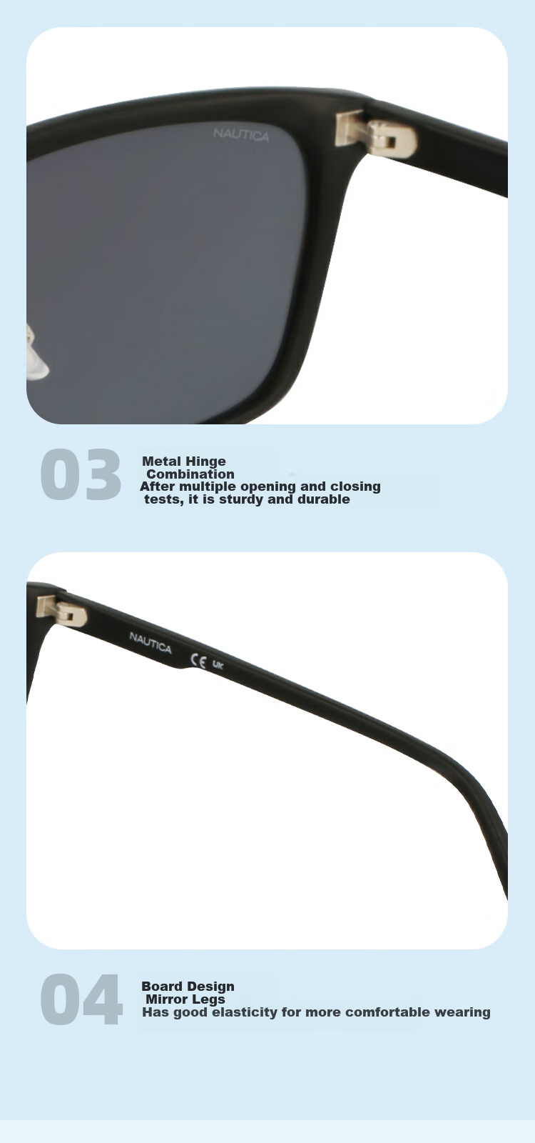 NAUTICA Polarized Driving Square Frame Men's Classic Sunglasses N6006SL 410-Transparent Blue 4