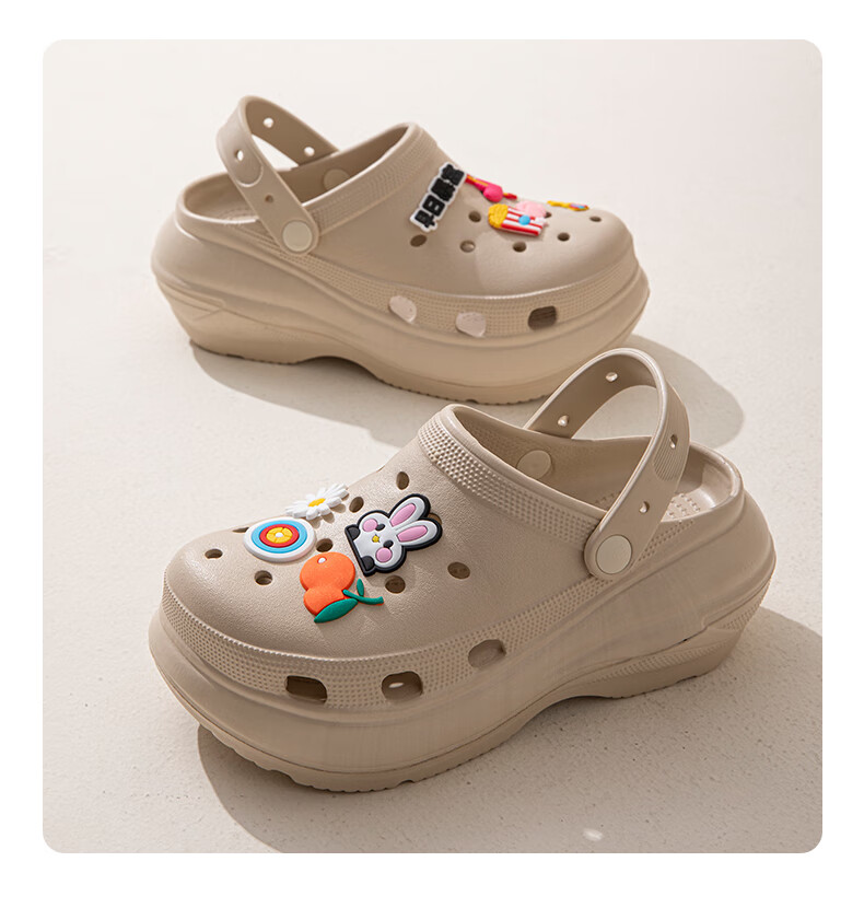 Taxiang Women's Perforated Beach Sandals, Thick-Soled Platform Slippers for Outdoor Wear, TF249, White, Size 37/38 5
