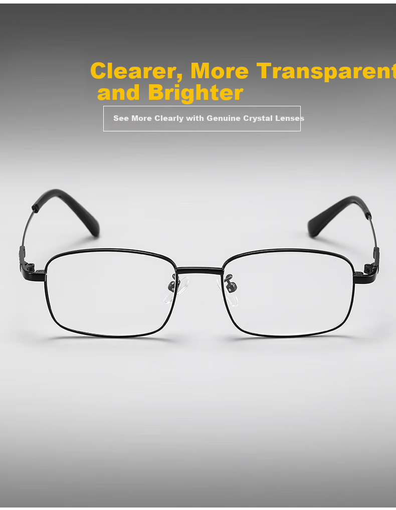 LESCA LUNETIER Pure Titanium Natural Crystal Reading Glasses for Men, Crystal Stone Glasses, High-Definition Ultra-Light Donghai Elderly Brand High-Quality Genuine Product 8