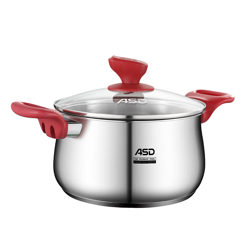 ASD Soup Pot, 316L Food-Grade Thickened Stainless Steel Cooking Pot, Double-Bottom Milk Pot 22CM, Compatible with Gas And Induction Stoves B5