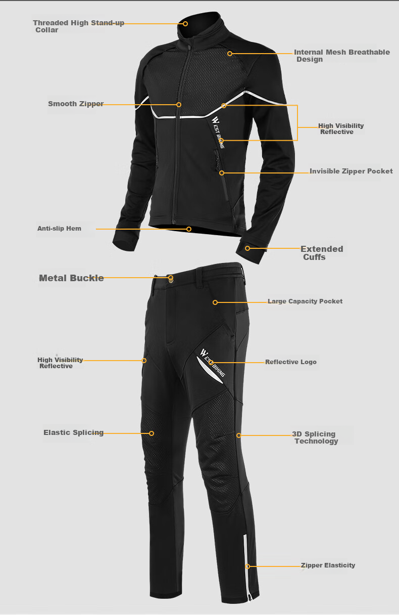 WestBiking WestBiking Autumn And Winter Bicycle Riding Jacket Long-Sleeve Set, Warm Fleece-Lined Cycling Sportswear 11