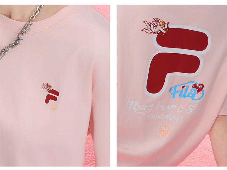 FILA FUSION Official Trendy Brand Zhang Hao Couple Knit Short Sleeve Breathable Cool Casual T-Shirt 26