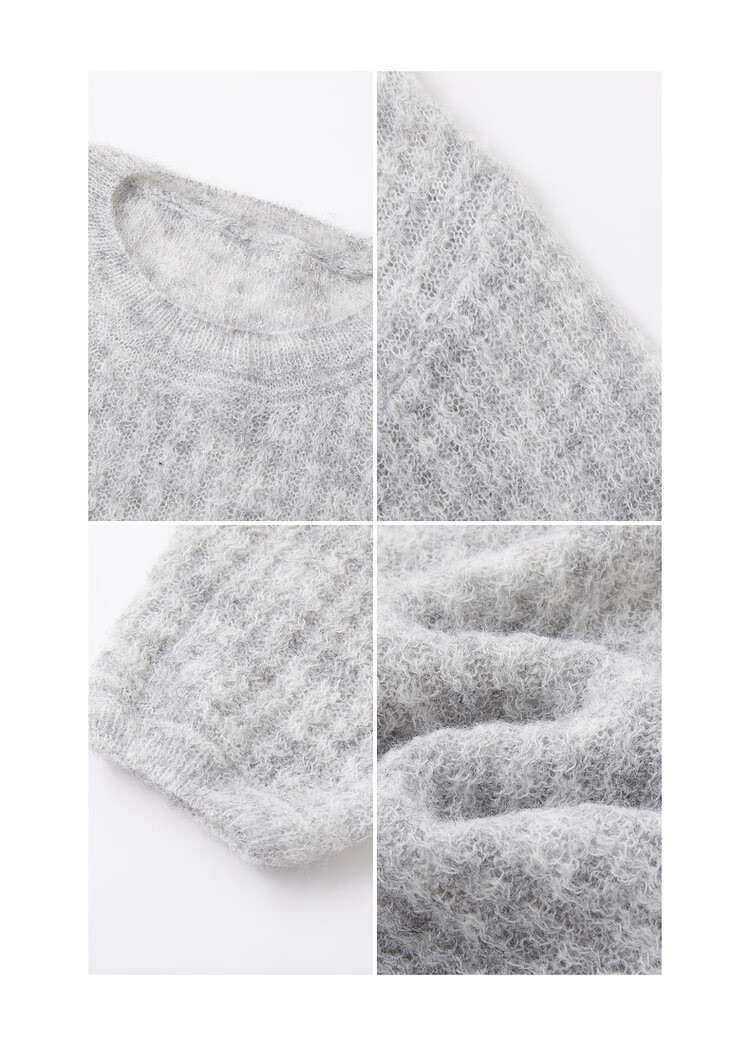 Dme [Containing Wool] Spring Lightweight Striped Hollow-Out Round Neck Sweater, High-Elastic Comfortable Knit Top for Wome 9