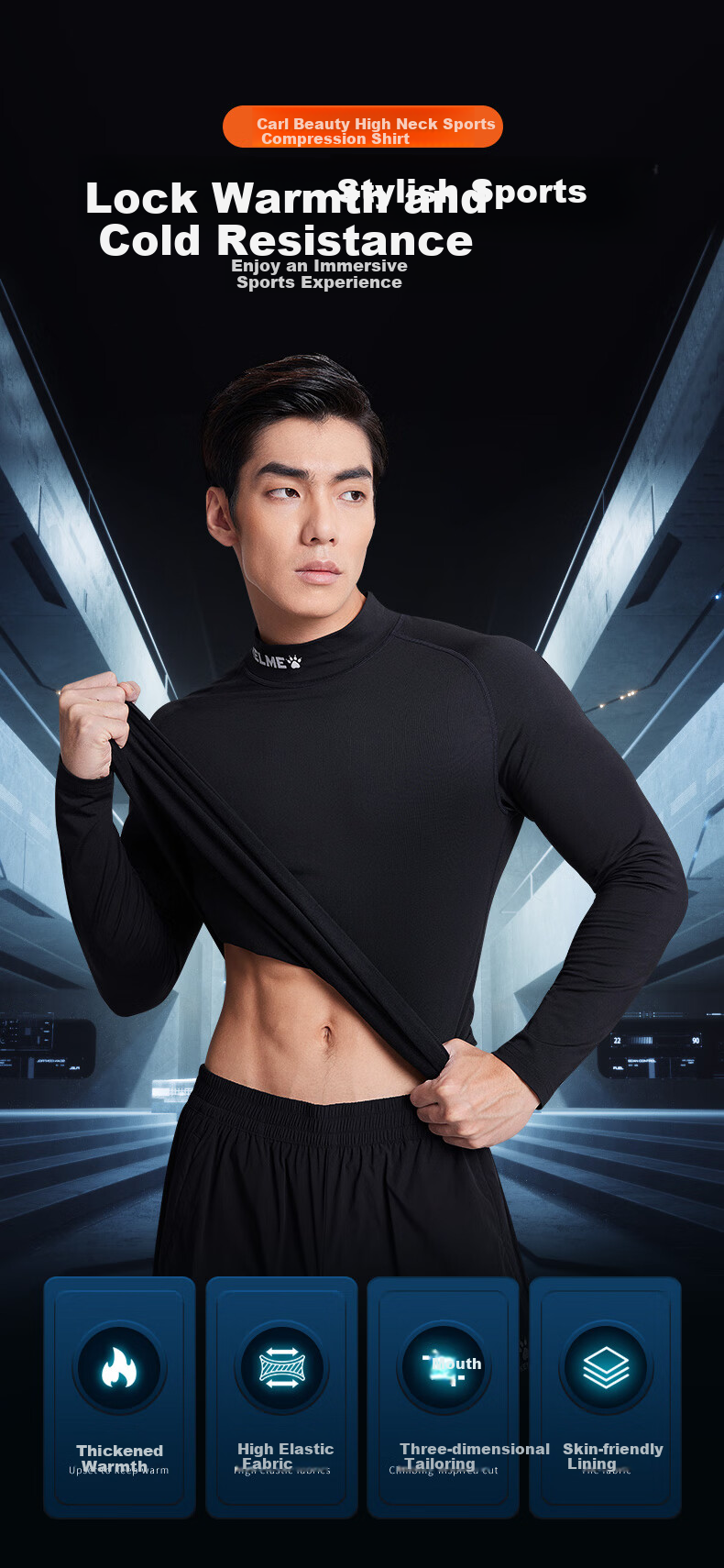 KELME Sports Elastic Compression Shirt for Men, Fleece-Lined, Thickened, Warm Fitness Wear, Football Base Layer, White, 2XL 1