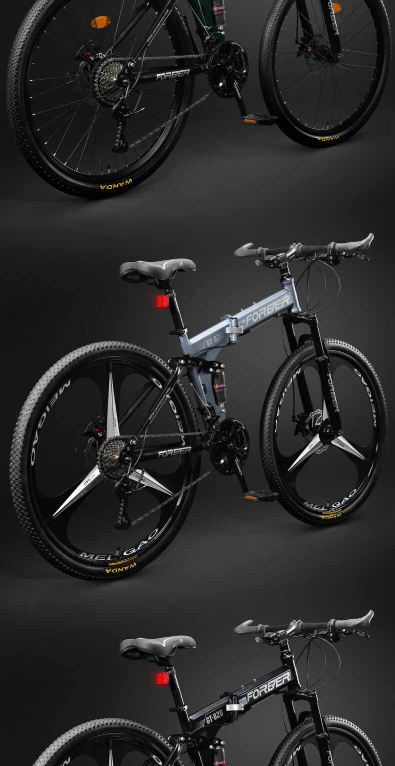 FOREVER Children's Folding Mountain Bike, Boys And Girls Style, for Middle School Students And Teenagers, Black, 26-Inch, 24-Speed 5