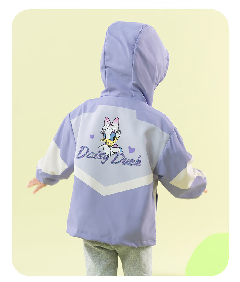 Disney Spring And Autumn Travel Children's Clothing, Girls' Cartoon Three-In Protective Wear-Resistant Breathable Hooded Jacket, Light Purple, Size 120 15