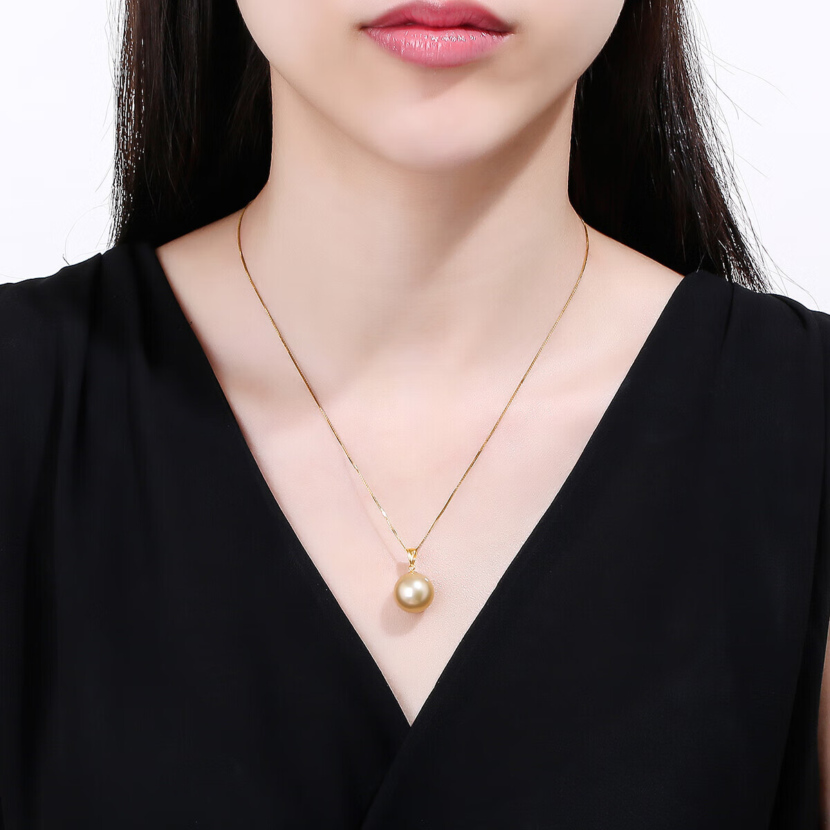 PearlQueen Classic 18K Gold South Sea Golden Pearl Pendant Necklace Elegant Birthday Gift for Mom