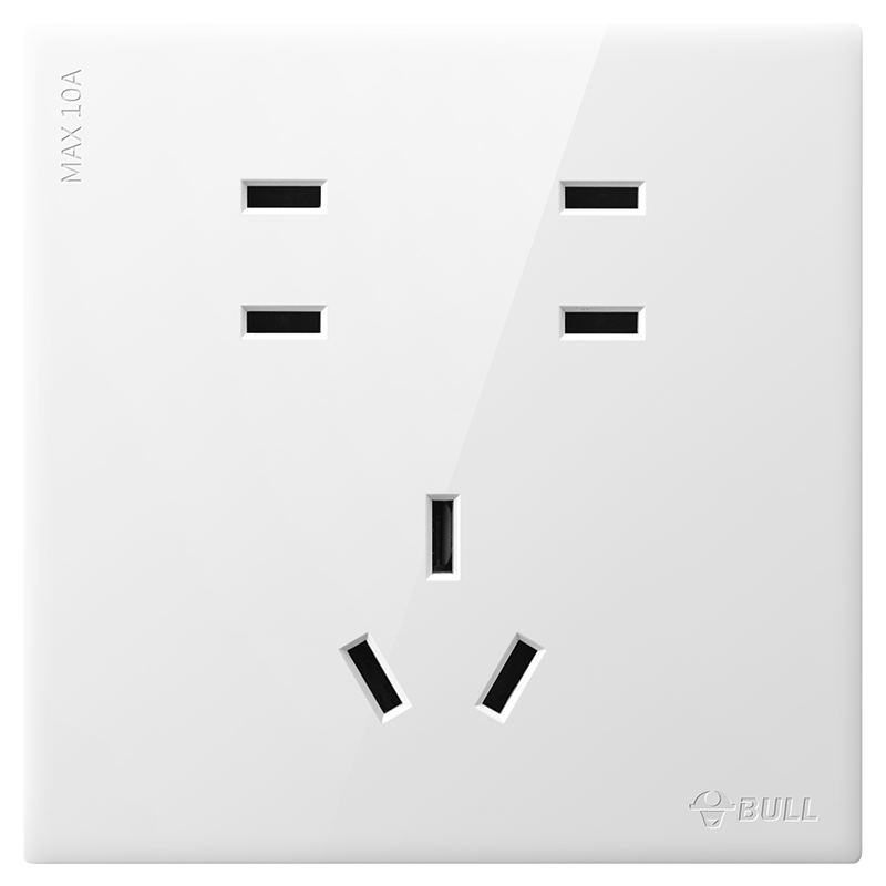 BULL G60 Series 10A Seven-Hole Socket Ultra-Thin Switch Panel G60Z323 Glossy White