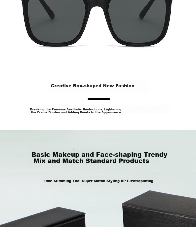 Boshide Sunglasses, Black Square Frame with Chain, Korean Style High-End Sun Protection, Black Gold Frame with Dark Gray Lenses 5