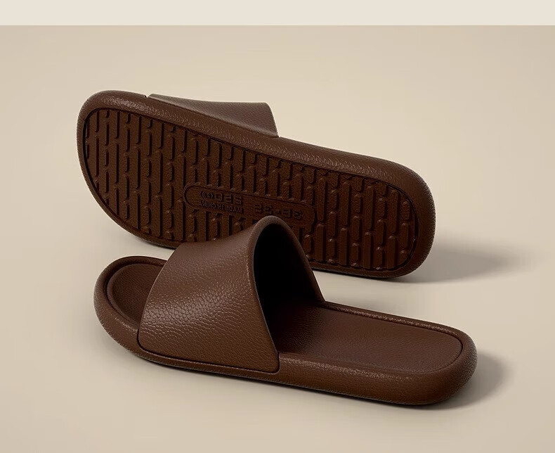 GUOLUOFEI Mocha Slippers for Men And Women, Summer Home Non-Slip Bathroom Shower Sandals, Suitable for Outdoor Wear, Taupe, Size 38-39 2