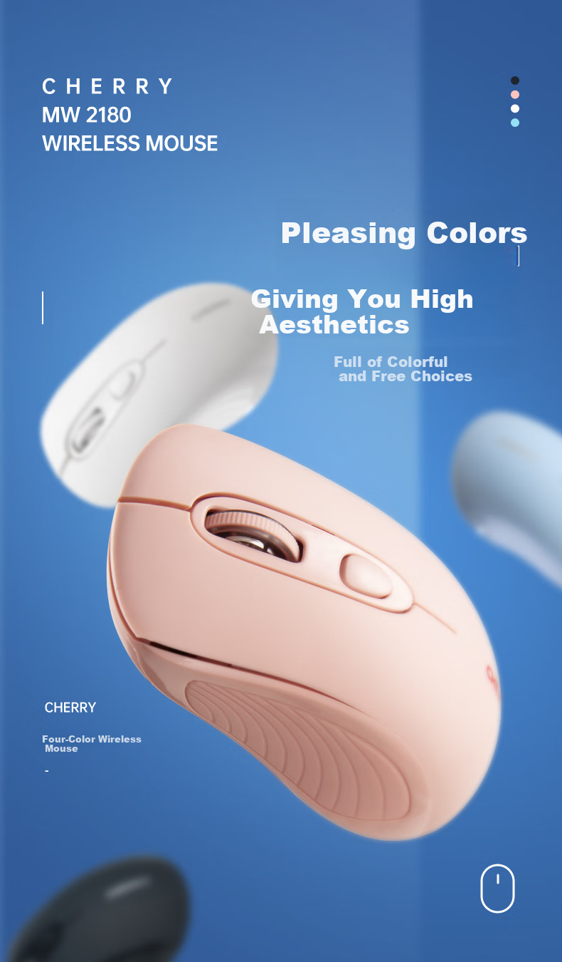 CHERRY MW2180 Wireless Mouse, Office Mouse, Portable Mouse, Laptop Mouse, Pear White Color 1