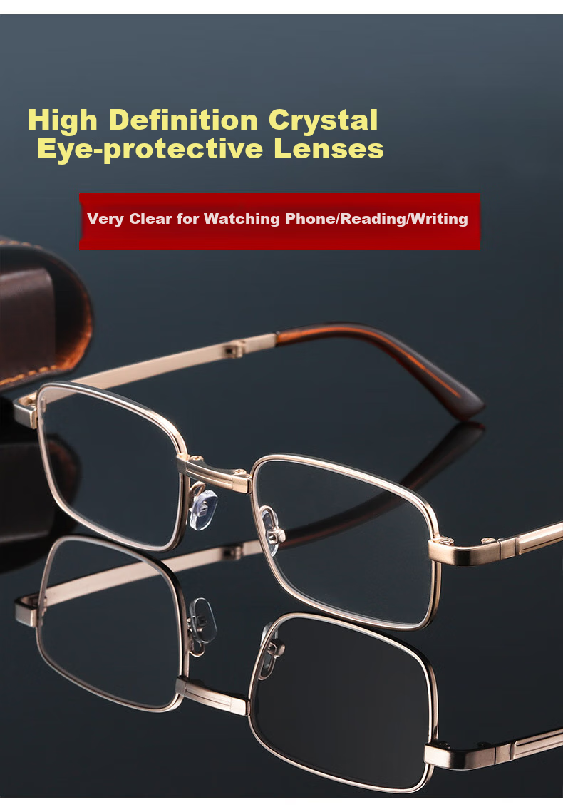 GOGOSOON Smart Zoom Foldable Portable Natural Crystal Reading Glasses for Men And Women, Middle-Aged And Elderly High-Definition Crystal Stone Glasses for Back to School 8