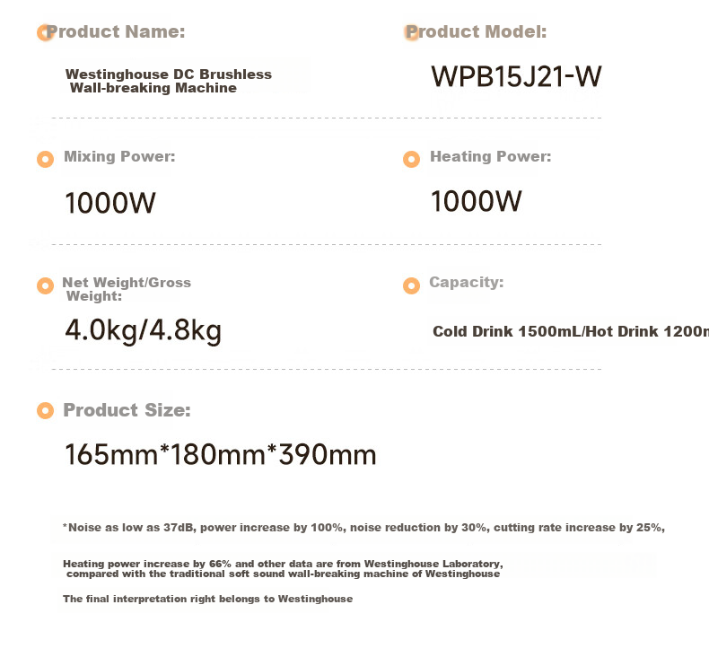 Westinghouse Pure Titanium Blender Variable Frequency Brushless Noise Reduction 0 Coating Pure Titanium Heating Plate 1.5L Fully Automatic Anti-Scald Soy Milk Maker Soft Touchscreen Color Display Baby 29