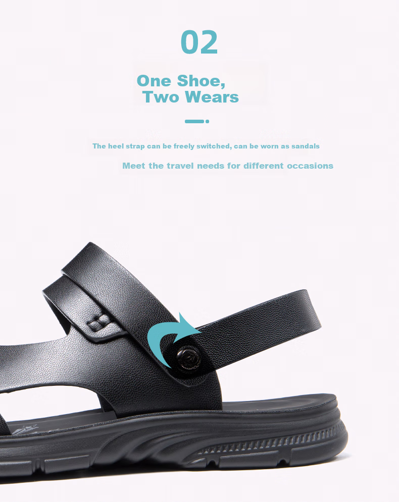 Aokang Official Men's Sandals, Summer Beach Shoes with Soft Soles, Comfortable And Breathable, Two-Way Wear, Men's Slippers, Casual Shoes, Black, Size 39 5