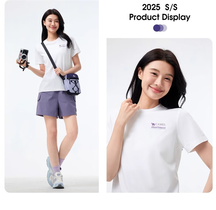 CAMEL Outdoor Quick-Dry T-Shirt, Casual Short-Sleeve Round Neck, Suoluna Cotton T-Shirt, Cool-Feeling Heat-Shielding Sports Short Sleeve, A15BAVV023 27