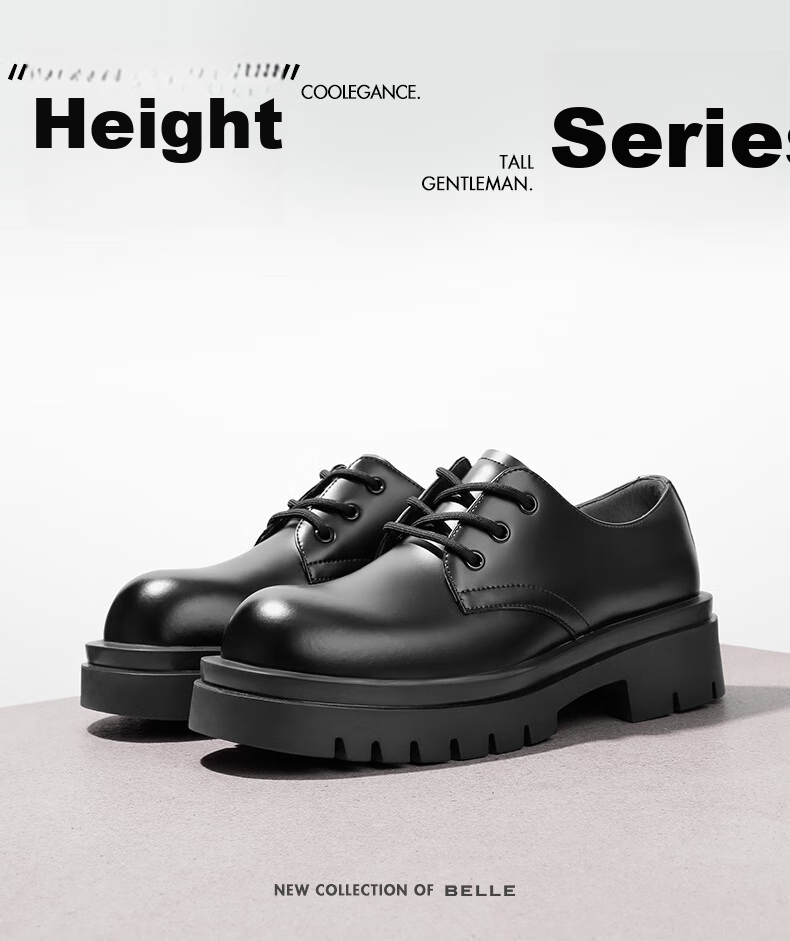 Belle Zhang Linghe Same Style Thick-Soled Business Derby Shoes for Men, Spring And Summer Commute Formal Leather Shoes A2062, Black/lightweight, Size 41 1