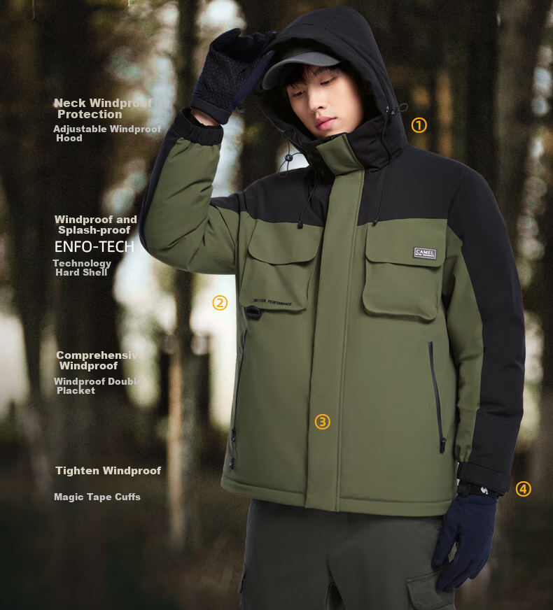 CAMEL Men's Workwear, Couple's down Jacket, Men's Short Duck Down Outdoor Sports Windproof Coat, Winter M13CR07096 6