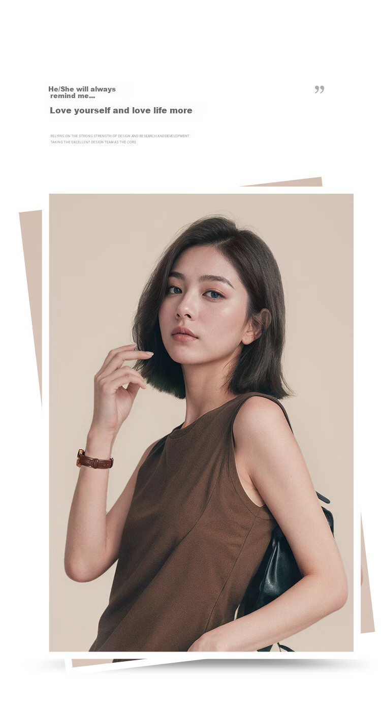 TIAN WANG Women's Watch 38-Section Gift Leather Strap Quartz White Dial Brown Strap LS31541P.D.LC1.W 27