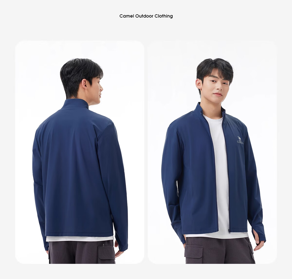 CAMEL Cold White Outdoor Original Yarn Sun Protection Clothing, 25 New Style for Men And Women, UPF2000 Stand Collar Slim Fit Quick-Dry Sun Protection Garment, Size L 20