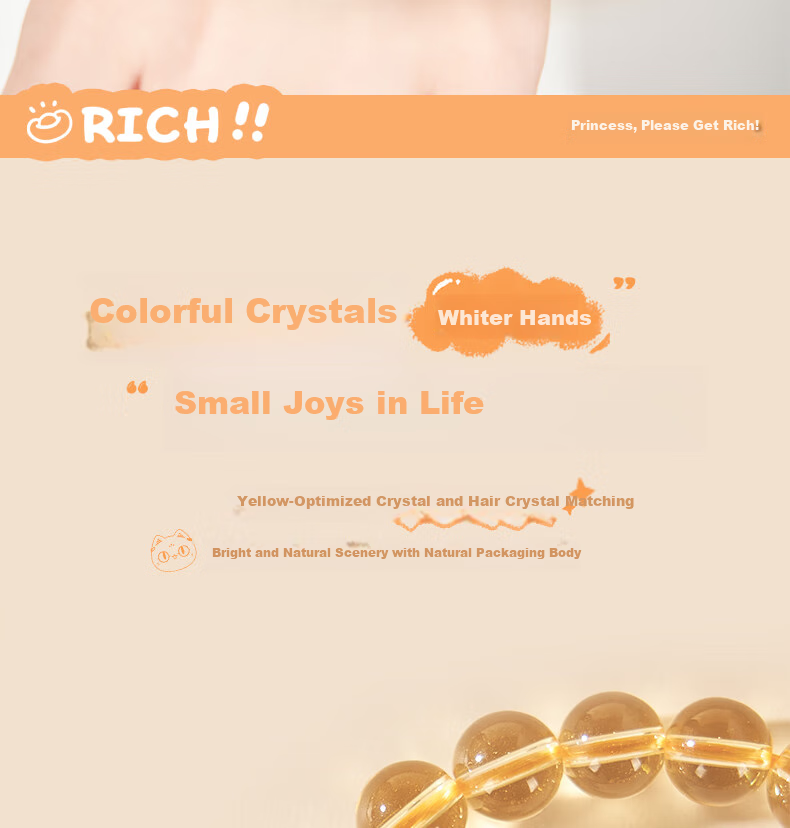 Dayingbowuguan Anderson Cat Turn-Turn Cat Yellow Crystal Light Luxury Bracelet, Women's High-End Beaded Bracelet, Birthday Gift for Girls 13