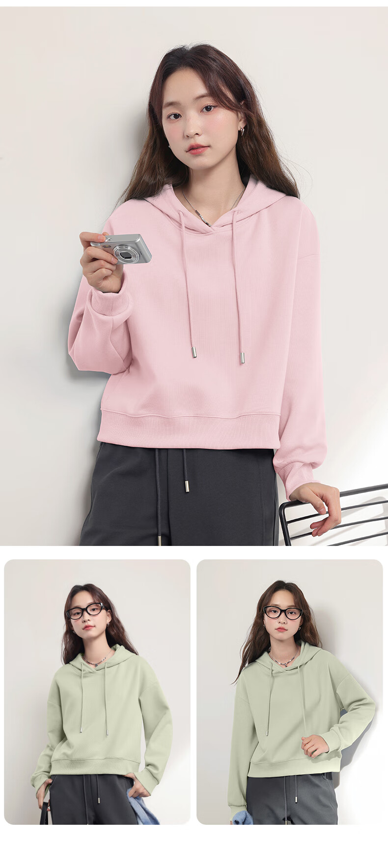 MJ STYLE Fashion Casual Women's Outfit, Spring And Autumn 2026 New Style, Solid Color Skin-Friendly Comfortable Sportswear Series, Complete Set of Hoodie And Sweatpants 7
