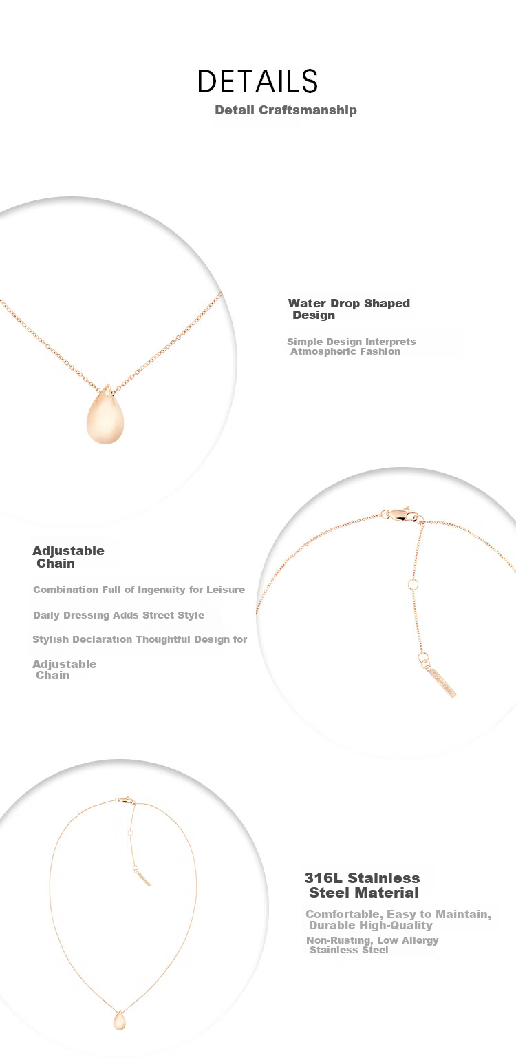 Calvin Klein CK Small Water Drop Carnation Gold, Women's Necklace, 35000085, Goddess Day Gift 4