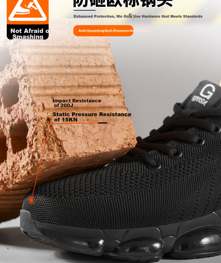GUYISA Men's Safety Work Shoes Steel Toe Anti-Smash Puncture Resistant Comfortable Durable Construction Site Shoes 3033ST Size 43 6