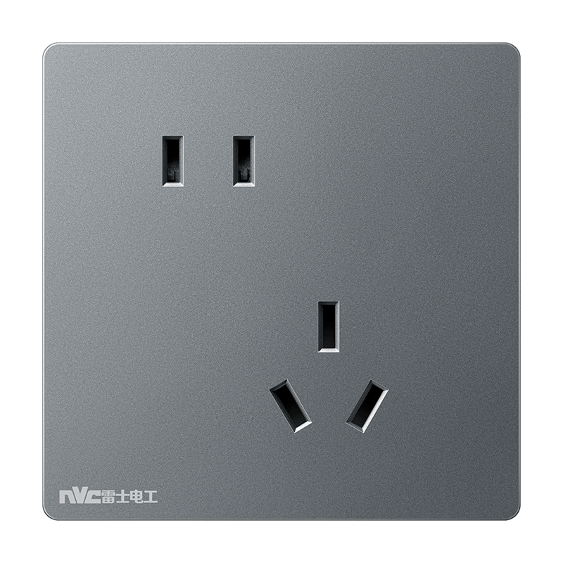 NVCleishidiangong Switch Socket, 10A Slanted Five-Hole Socket, 86-Type Concealed Socket Panel, N25 Misty Gray