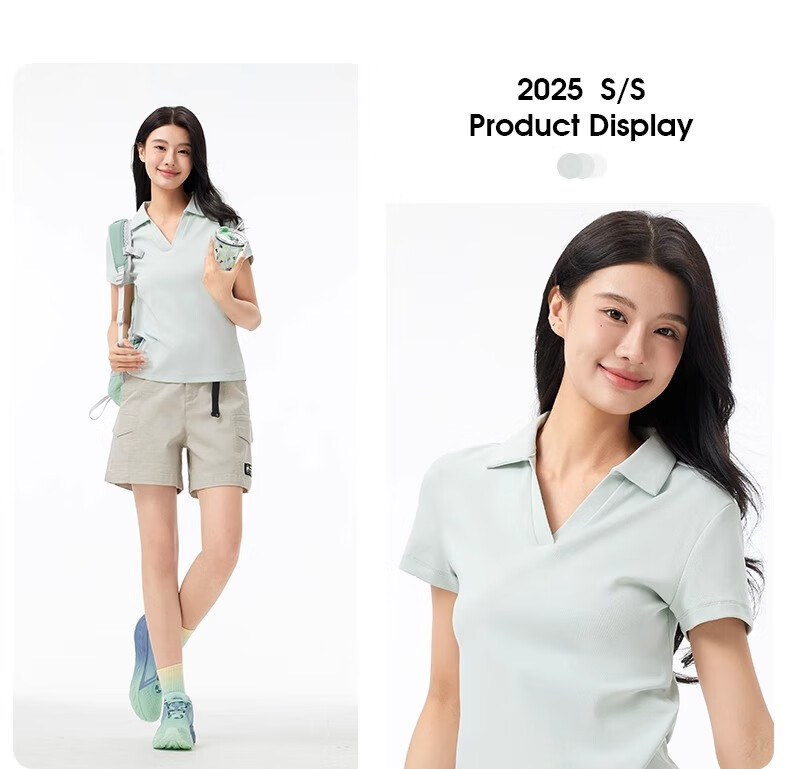 CAMEL Women's Outdoor Quick-Dry T-Shirt Spring Summer V-Neck Short Sleeve Slim Fit Breathable Polo Shirt A25BZ01057 6