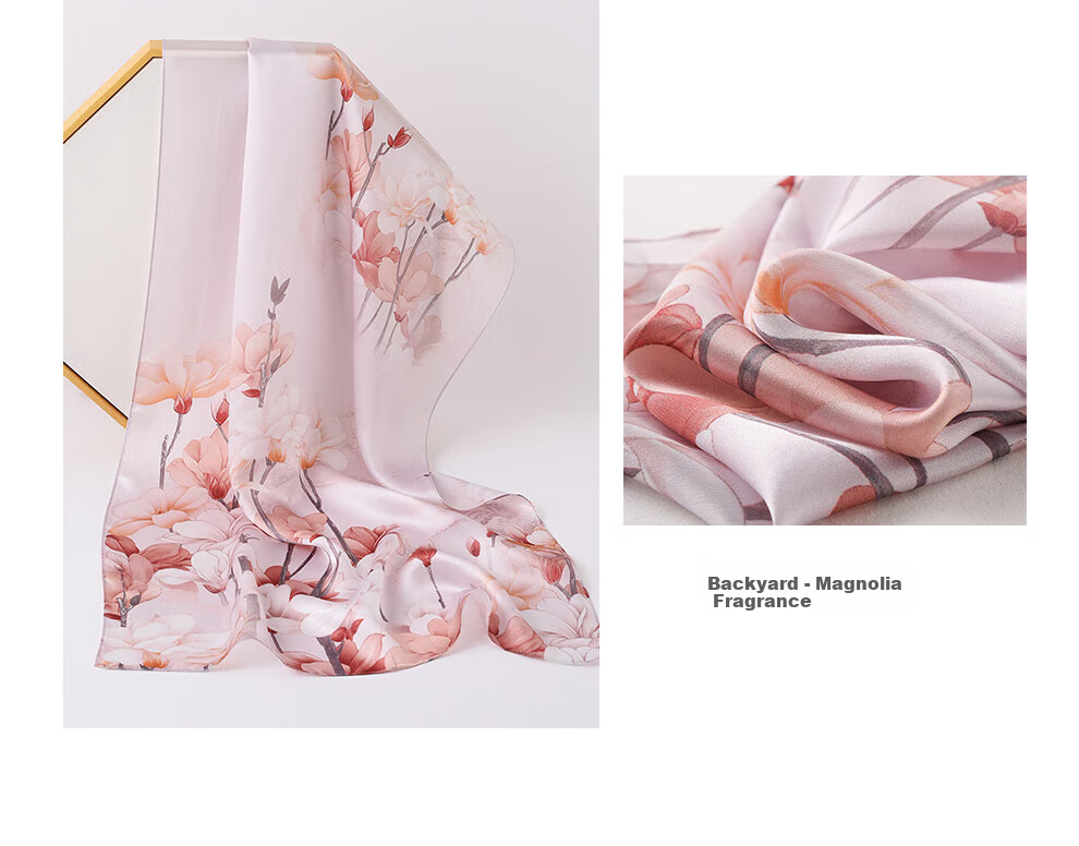 Hangsilu Silk Scarf for Women, Chinese Style Long Scarf, Mulberry Silk Shawl, Birthday Gift, Mid-Autumn Festival Gift for Mom And Teachers 15