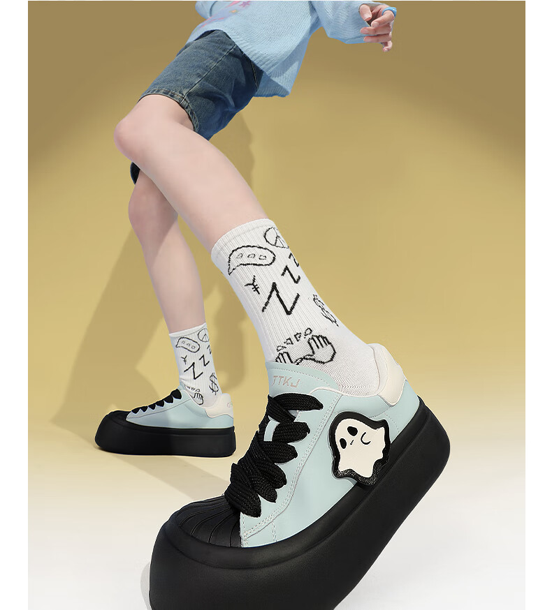 TTKJ Shell Toe Casual Women's Shoes, 2026 Summer New Style Xiaoyouling Thick-Soled Heightening Shoes, Comfortable for Long-Standing, Breathable Chunky Sneakers 12