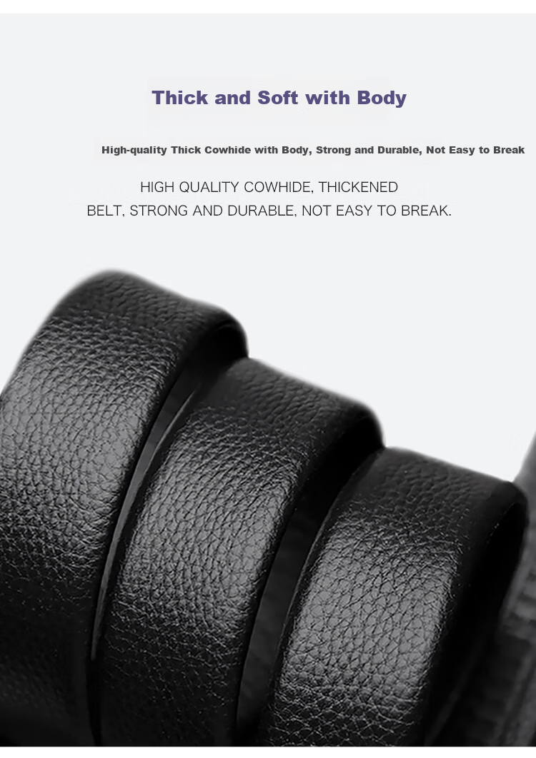 COW Men's Automatic Buckle Belt, Top-Grain Leather, Casual Jeans, Business Genuine Leather Trouser Belt, C-858 Gun Color 5