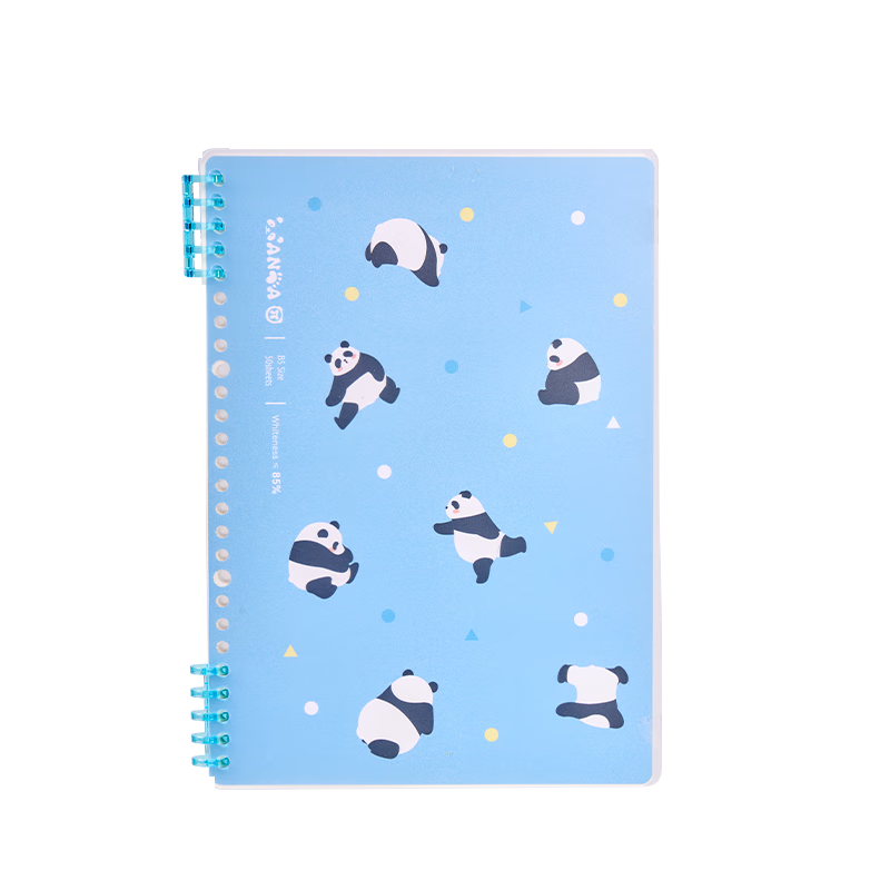 Deli Panda Dudu Loose-Leaf Notebook, Openable Spiral-Bound B5 Notebook, Journal, 50 Sheets/book, BDHB5-01 Blue