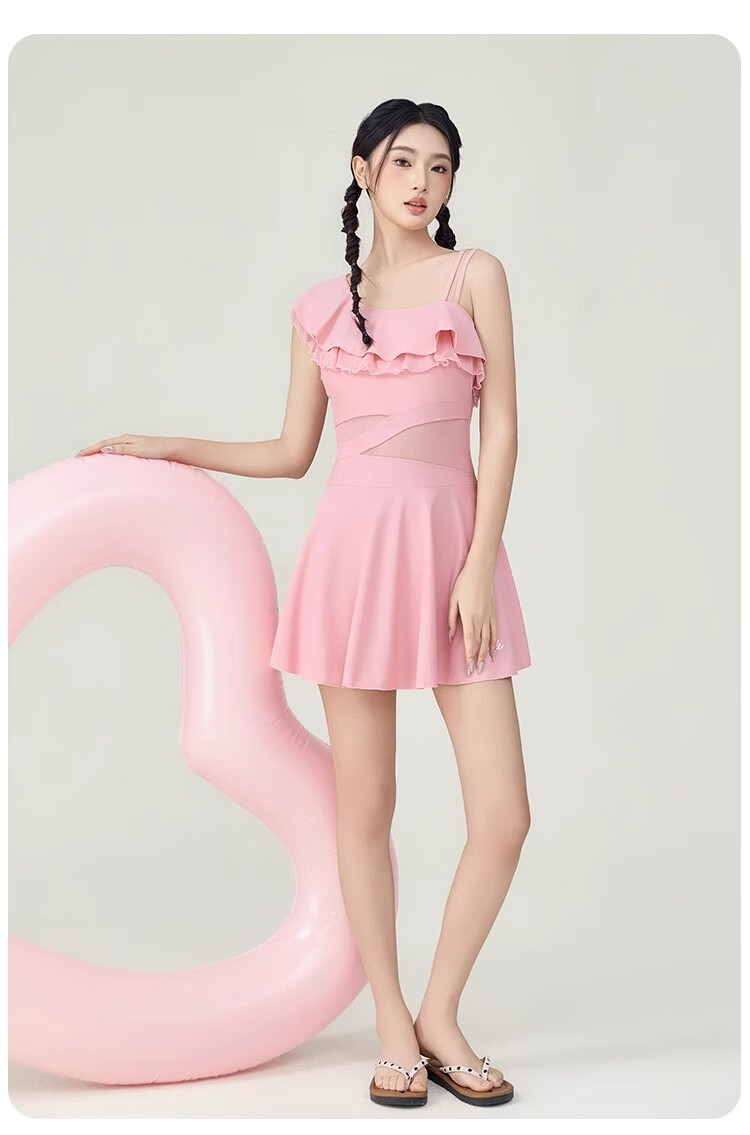 Barbie One-Piece Swimsuit Dress for Women, Pink Fashion Slimming Fairy Style Hot Spring Sexy Beach Vacation Swimwear 14