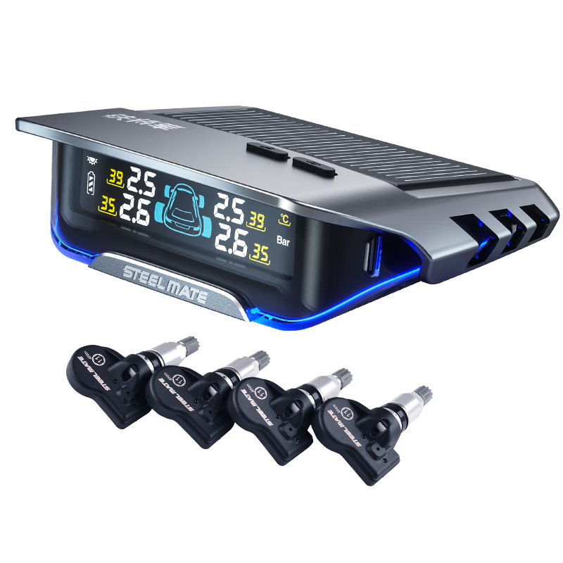 Tiejiangjun Solar-Powered Wireless Tire Pressure Monitor with Color Screen, Simultaneous Display of Tire Pressure And Temperature, External Real-Time Monitoring X1+ Built-In Model