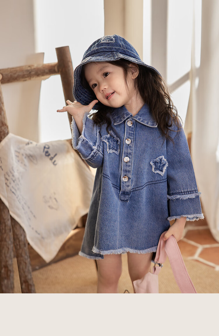 LUSON Chen Da Zhu Little O Baby Denim Dress for Women, Fashionable And Stylish, New Spring And Autumn 2025 Collection, Casual Dress for Infants 5