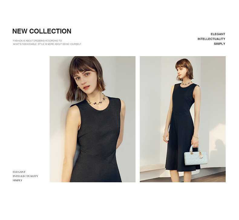 YANYEE Elegant Dress Women 2024 Autumn Waist-Slimming Simple Vest Dress Inner Dress Black 1 XL 4
