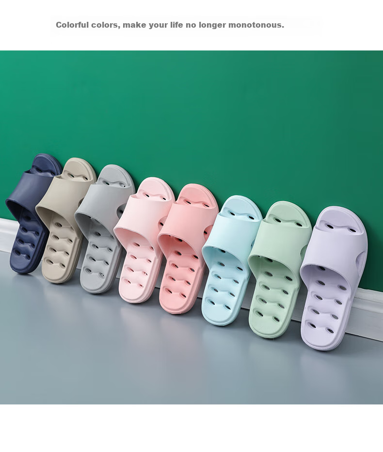 GUOLUOFEI [Size Adjustment] Bathroom Slippers for Men And Women, Summer Indoor Hollow Water-Draining EVA Sandals, Khaki, Size 37-38 3
