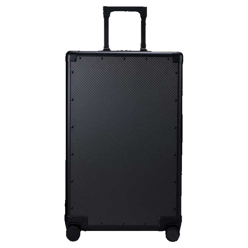 LUCKY CLUB Carbon Fiber Suitcase, High-End Travel Case, Carry-On Luggage, Trolley Case with Password Lock, Fingerprint Model in Classic Black, 26 Inches