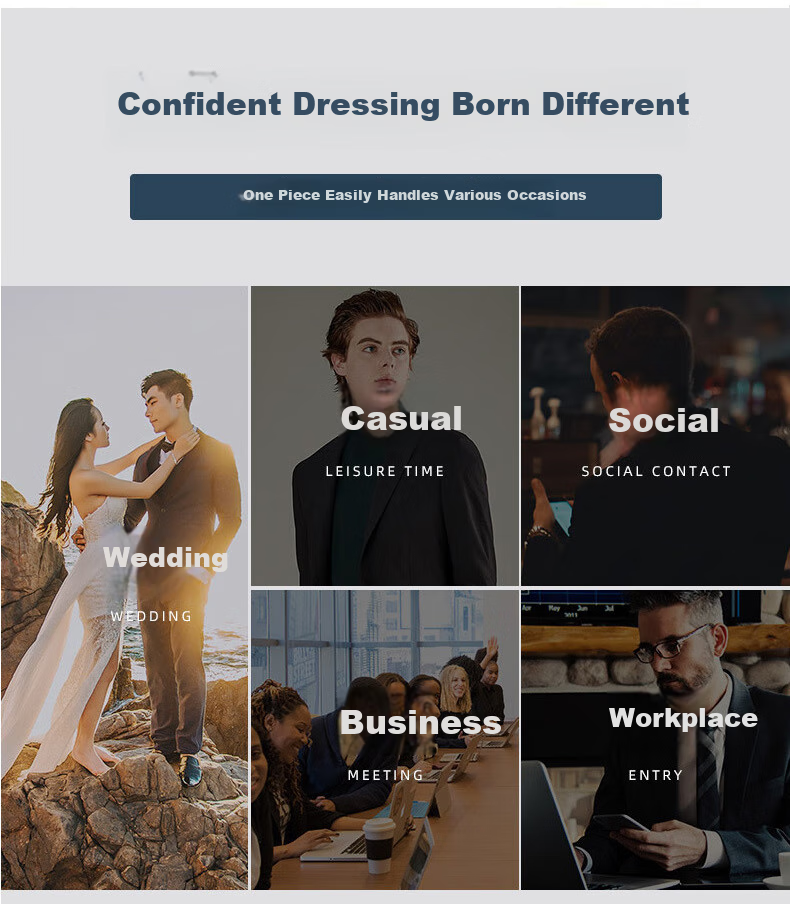 Dibinze Plus Size Suit Set for Men, Loose-Fitting Large Size Formal Wear Jacket for Overweight Grooms And Groomsmen Wedding Attire 4