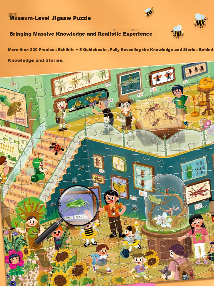 BANGSON Advanced Puzzle for Ages 6-10, Large Paper Pieces Children's Toy, Gift for Boys And Girls, Animal Museum Theme 6