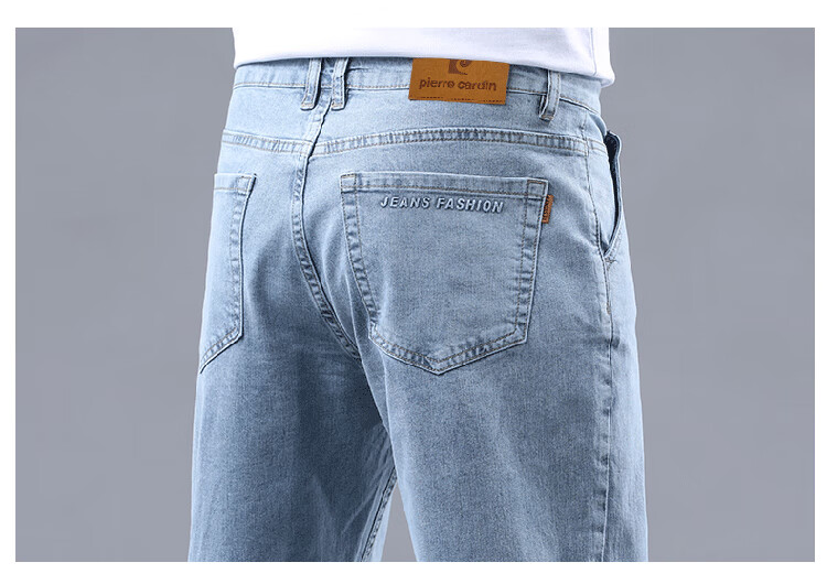 Pierre Cardin Men's Jeans Spring Summer Loose Straight Casual Pants High-End Trendy Men's Light Blue 32 18